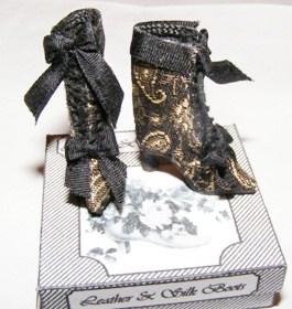 BLACK & GOLD SILK BROCADE BOOTS